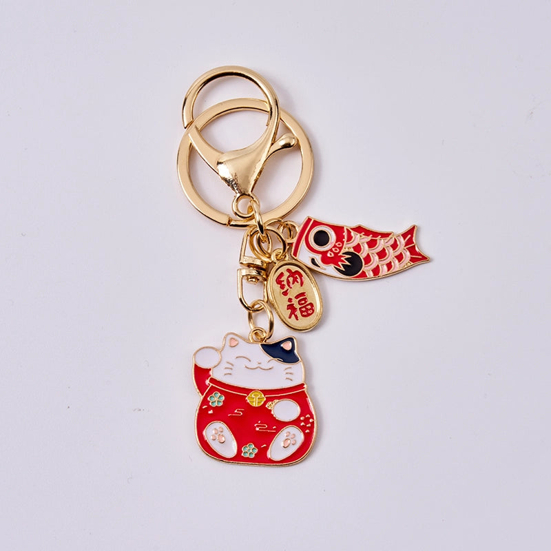 Tokyo-Tiger Red Lucky Cat Keychain