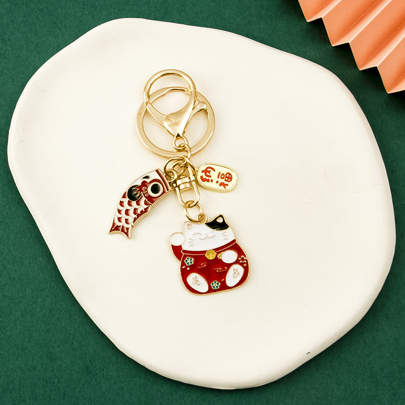 Tokyo-Tiger Red Lucky Cat Keychain