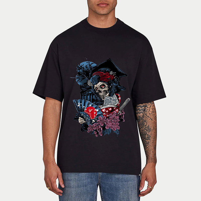 Tokyo-Tiger Japanese Geisha Skull Classic T-Shirt