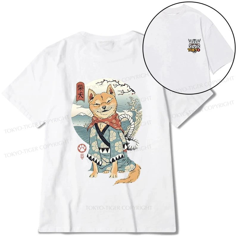 Tokyo-Tiger Samurai Shiba Dog Japanese Front Back Classic T-Shirt