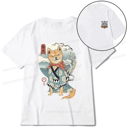 Tokyo-Tiger Samurai Shiba Dog Japanese Front Back Classic T-Shirt