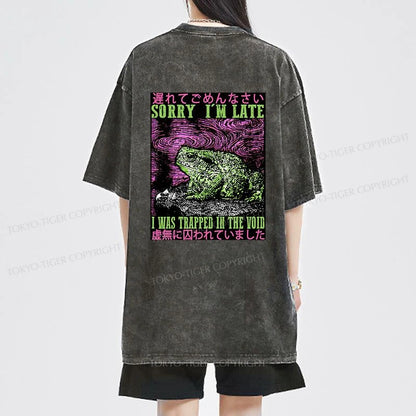 Tokyo-Tiger Frogs Trapped In The Void Front Back Washed T-Shirt