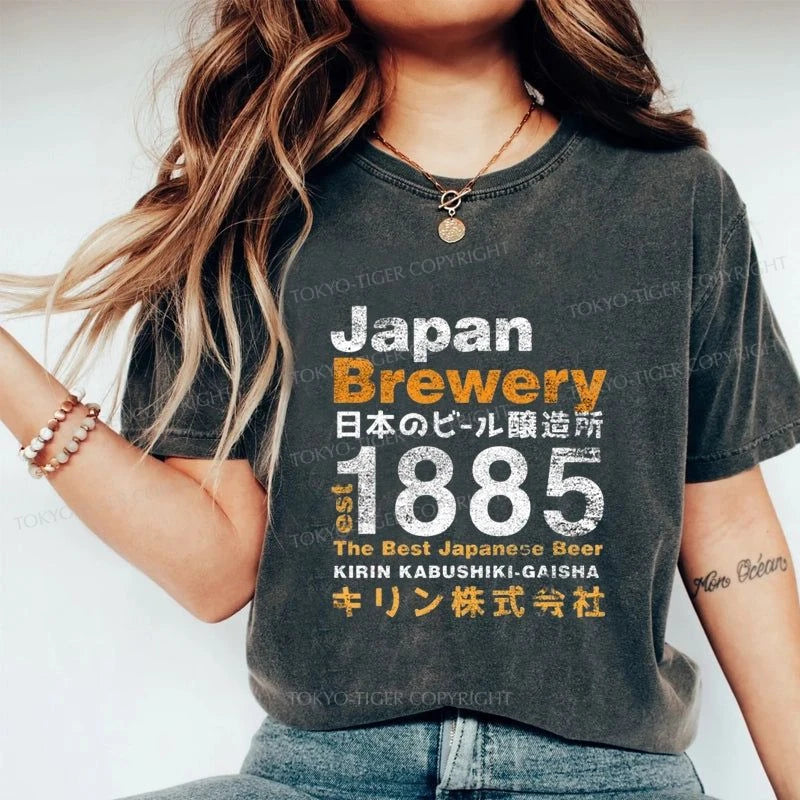 Tokyo-Tiger Japan Brewery Kirin 1885 Washed T-Shirt