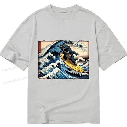 Tokyo-Tiger Dinosaur Surfing Japanese Classic T-Shirt