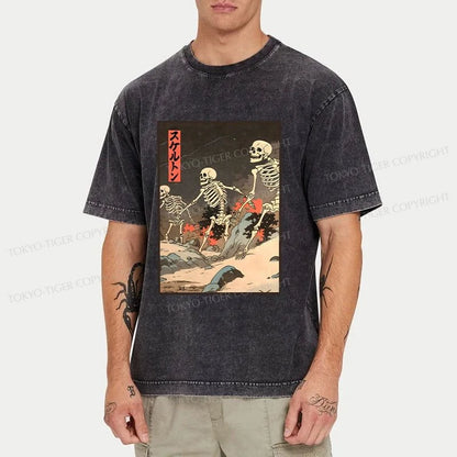 Tokyo-Tiger Japanese Rising Skeletons Washed T-Shirt