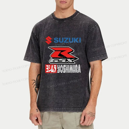 Tokyo-Tiger GSX R Motorcycle Washed T-Shirt