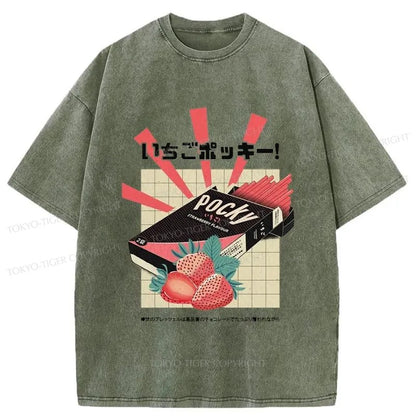 Tokyo-Tiger Strawberry Pocky Japanese Washed T-Shirt