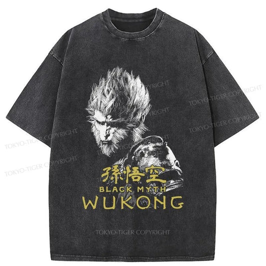 Tokyo-Tiger Retro Wukong Washed T-Shirt