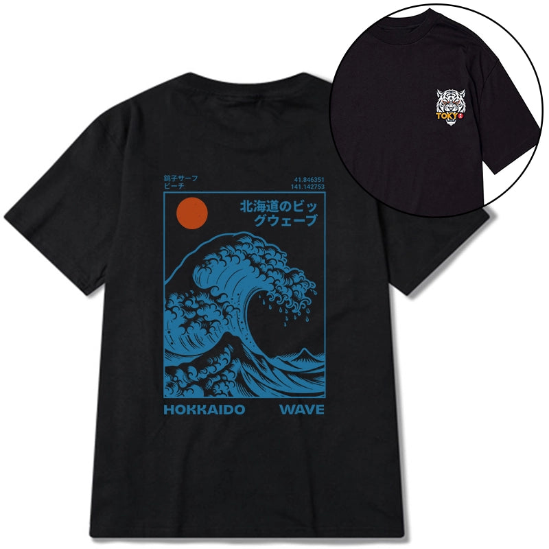 Tokyo-Tiger Hokkaido Wave Japan Front Back Classic T-Shirt