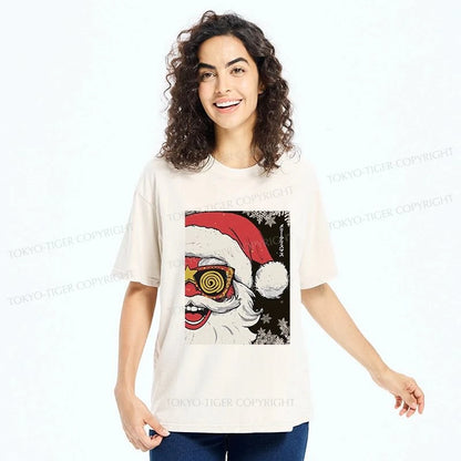 Tokyo-Tiger Cool Santa In Christmas Washed T-Shirt