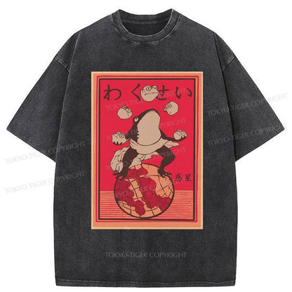 Tokyo-Tiger Wakusei Frog Funny Washed T-Shirt