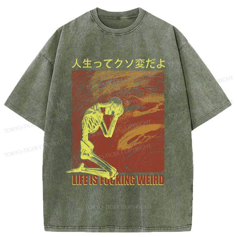 Tokyo-Tiger Skeleton Life is Fu Washed T-Shirt