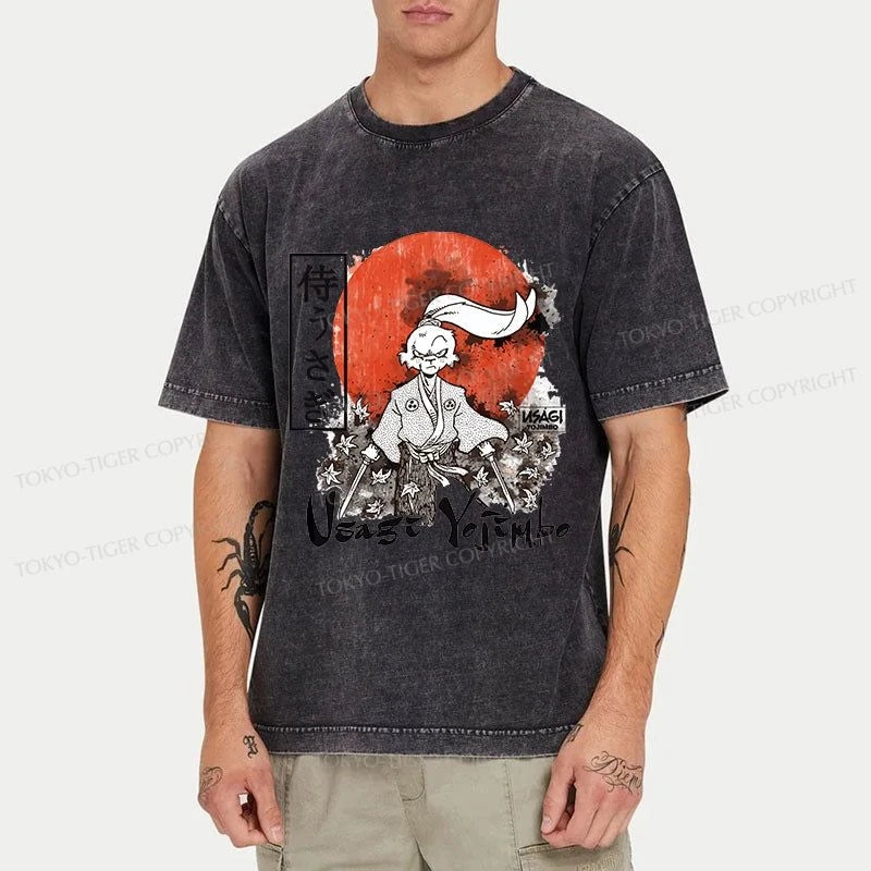 Tokyo-Tiger Usagi Yojimbo Kanji Red Sun Washed T-Shirt