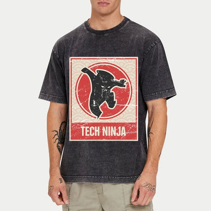 Tokyo-Tiger Tech Ninja Japanese Washed T-Shirt