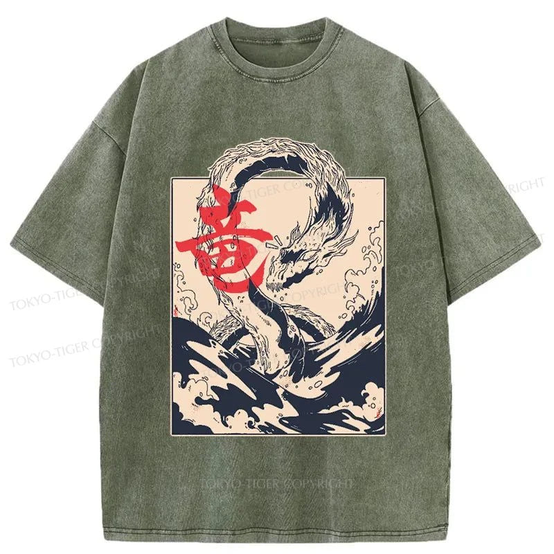 Tokyo-Tiger Sea Dragon Japanese Washed T-Shirt