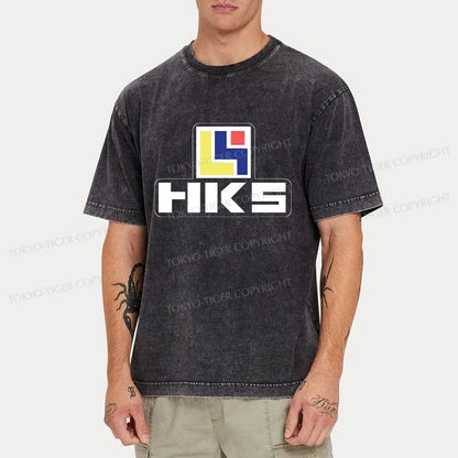 Tokyo-Tiger HKS Retro Logo Racing JDM Washed T-Shirt