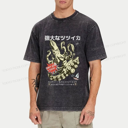 Tokyo-Tiger Squid Graphic Monster Japanese Washed T-Shirt