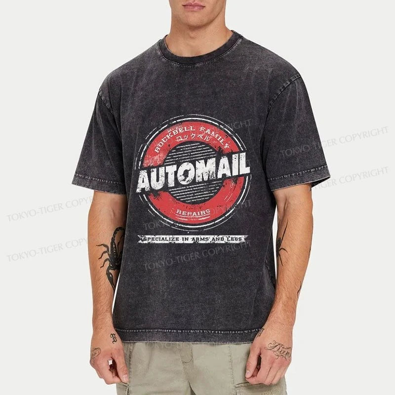 Tokyo-Tiger Automail Specialize In Arms Washed T-Shirt