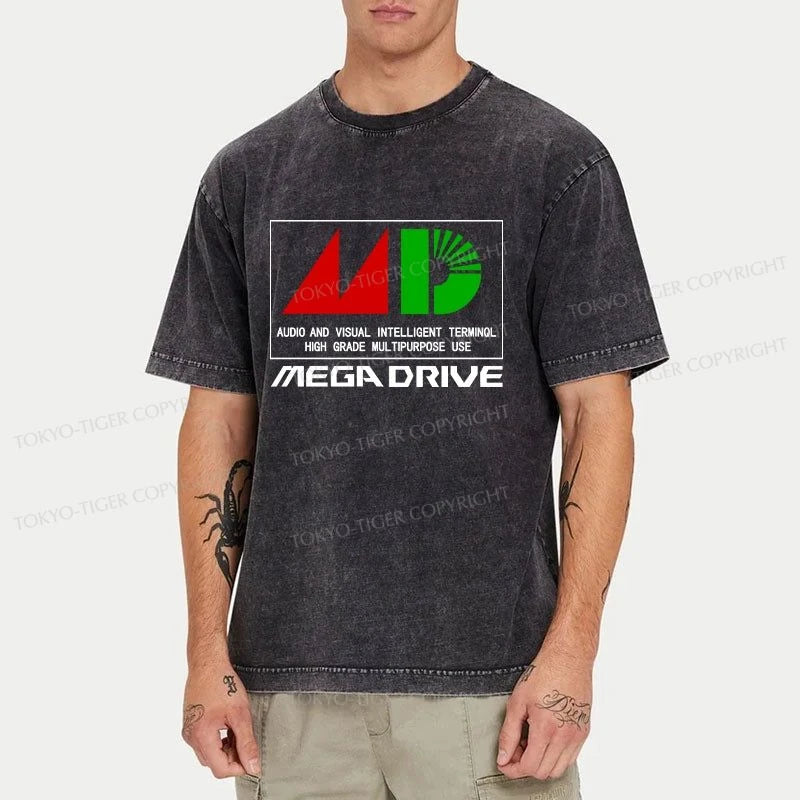 Tokyo-Tiger Mega Drive MDJP Logo Washed T-Shirt