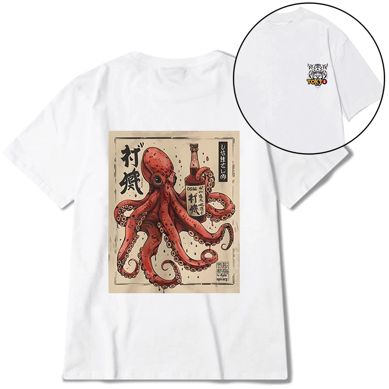 Tokyo-Tiger Osaka Saké Octopus Front Back Classic T-Shirt