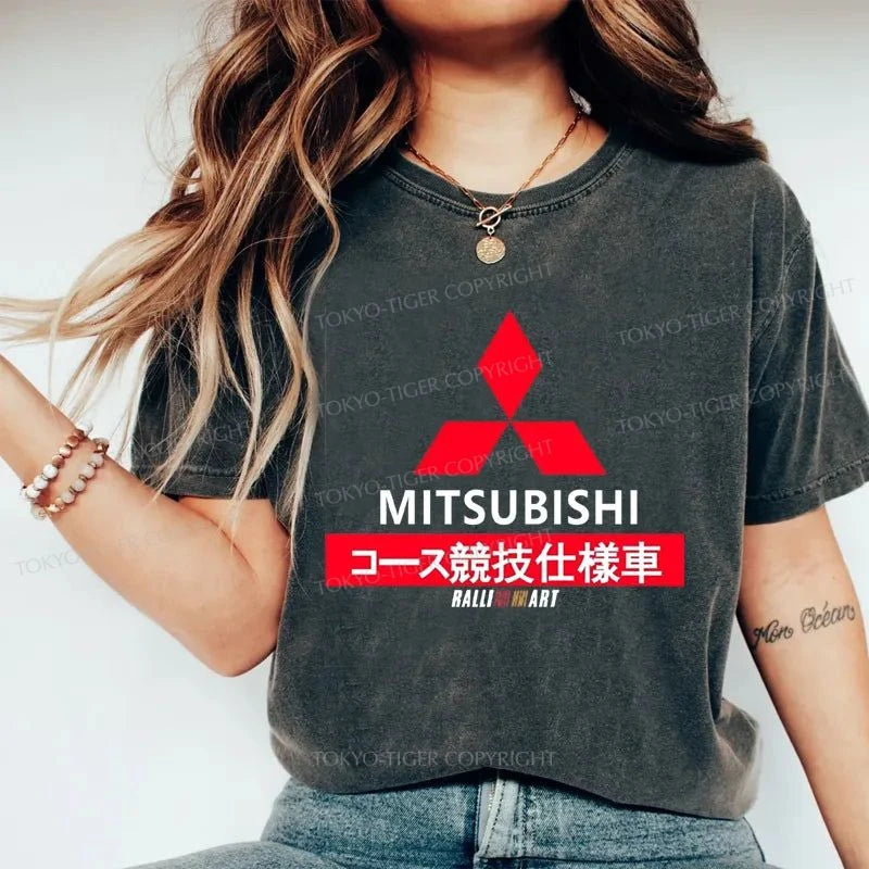 Tokyo-Tiger Mitsubishi Logo Japanese Washed T-Shirt