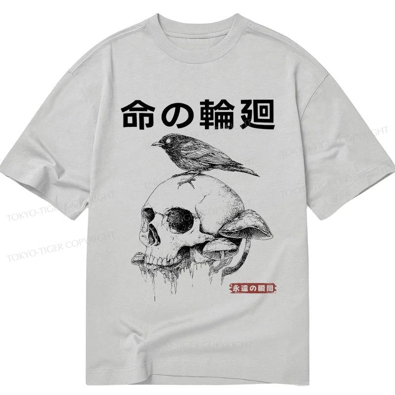 Tokyo-Tiger Mushroom Skull Manga Horror Print Classic T-Shirt