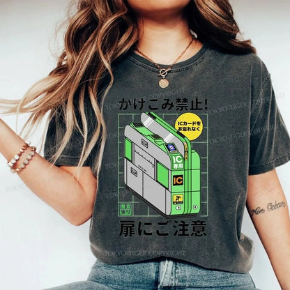 Tokyo-Tiger Train Gate Manga Washed T-Shirt