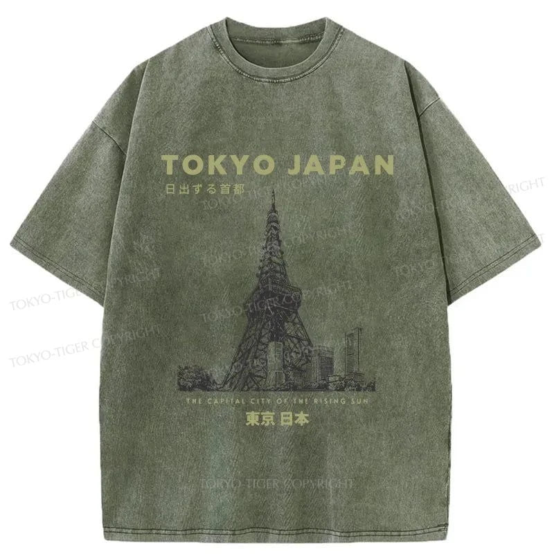 Tokyo-Tiger Tokyo Tower Japan Washed T-Shirt