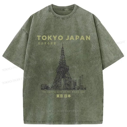 Tokyo-Tiger Tokyo Tower Japan Washed T-Shirt