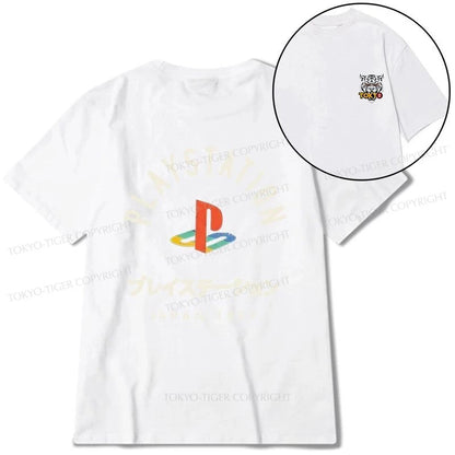 Tokyo-Tiger PlayStation Logo Japan Front Back Classic T-Shirt