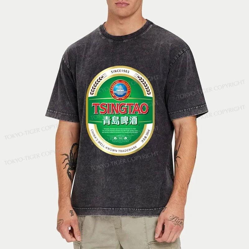 Tokyo-Tiger Tsingtao Beer Logo Washed T-Shirt