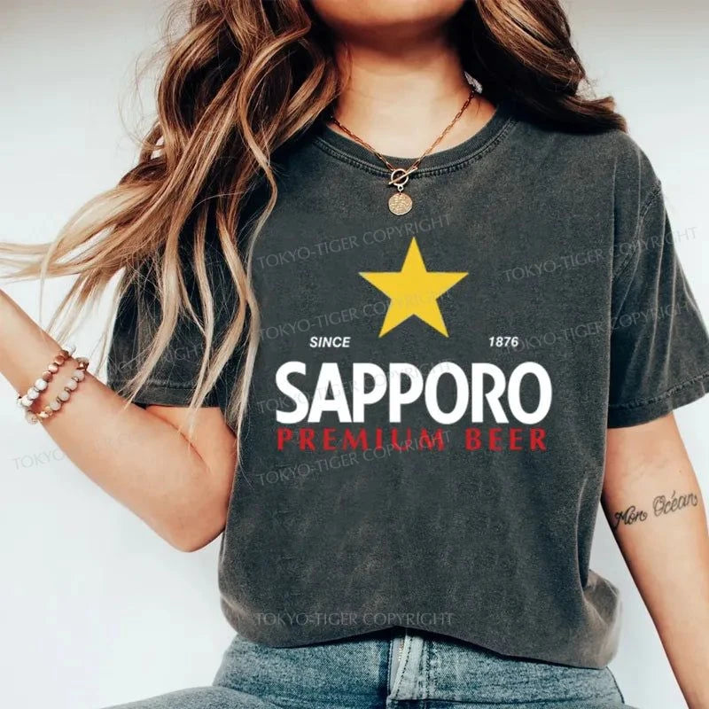 Tokyo-Tiger Sapporo Beer Logo Washed T-Shirt