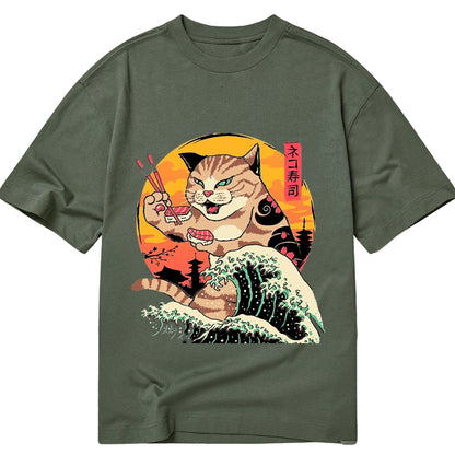 Tokyo-Tiger CatZilla Eating Sushi Japanese Wave Classic T-Shirt