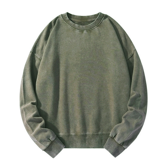 Tokyo-Tiger Unisex Basic Army Green Washed Sweatshirt