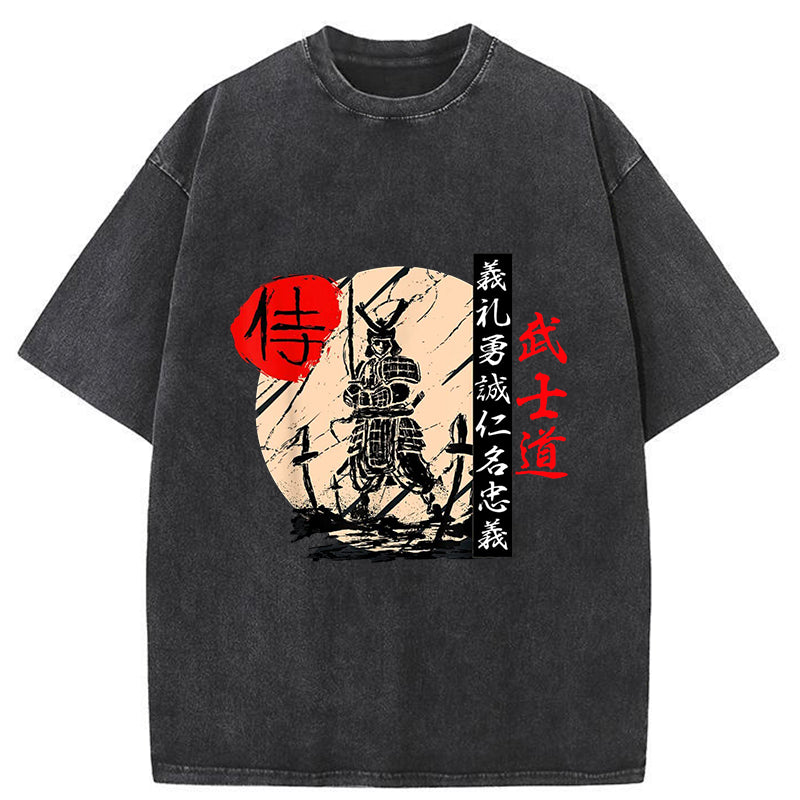 Tokyo-Tiger Japanese Samurai Bushido Washed T-Shirt