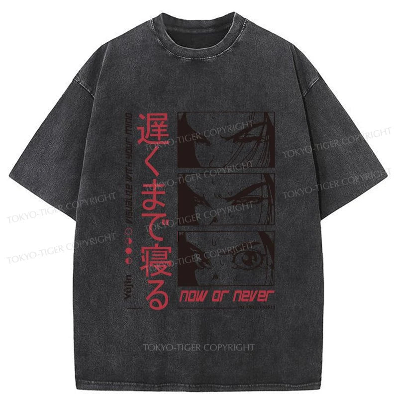 Tokyo-Tiger Now Or Never Japanese Washed T-Shirt