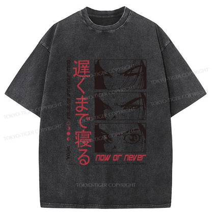 Tokyo-Tiger Now Or Never Japanese Washed T-Shirt