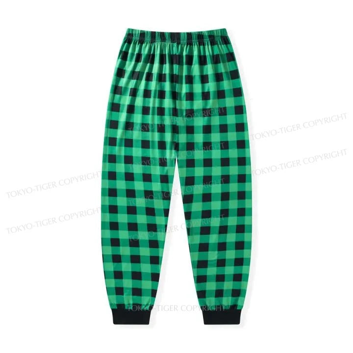 Tokyo-Tiger Buffalo Plaid Christmas Elastic Waist Pants