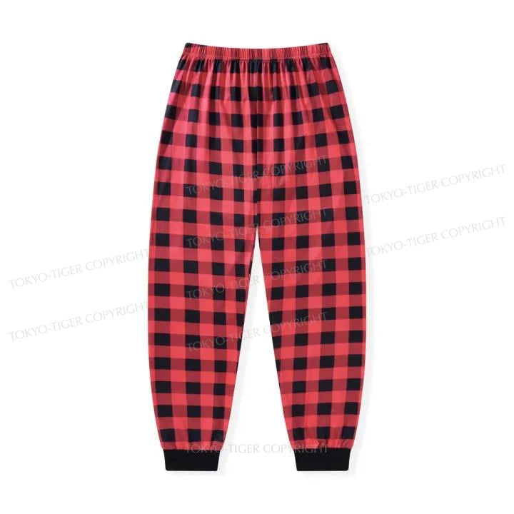 Tokyo-Tiger Buffalo Plaid Christmas Elastic Waist Pants