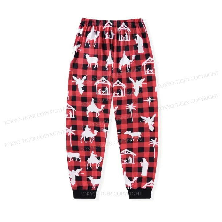 Tokyo-Tiger Buffalo Plaid Christmas Elastic Waist Pants