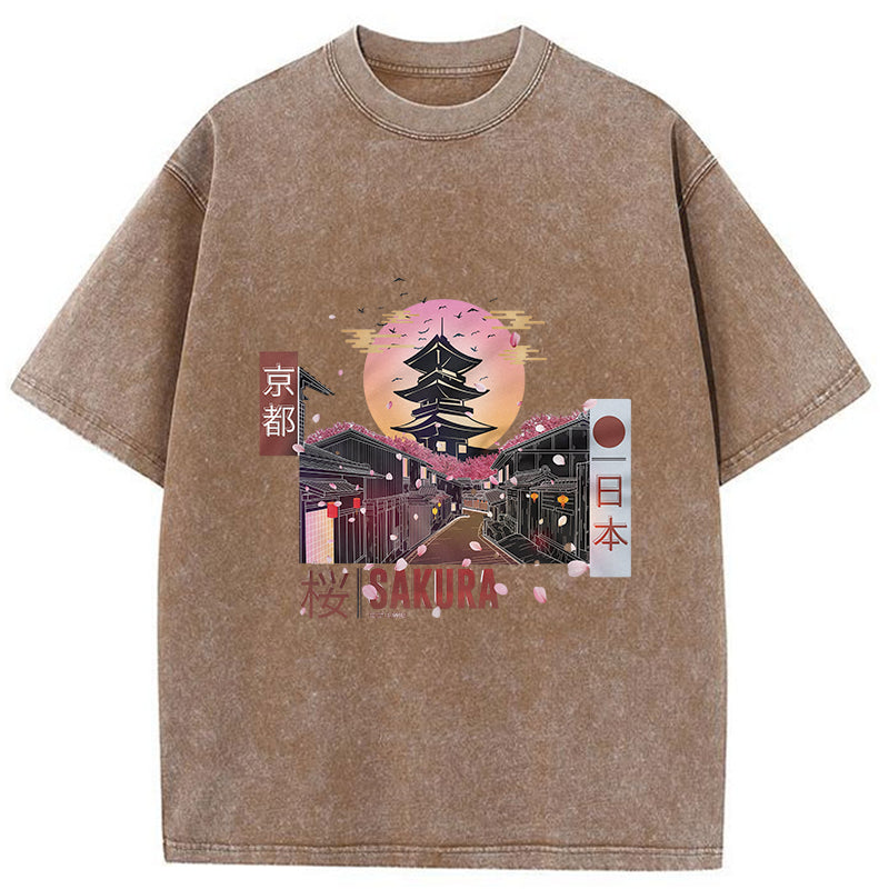 Tokyo-Tiger Mens Kyoto Inspired Japanese Washed T-Shirt