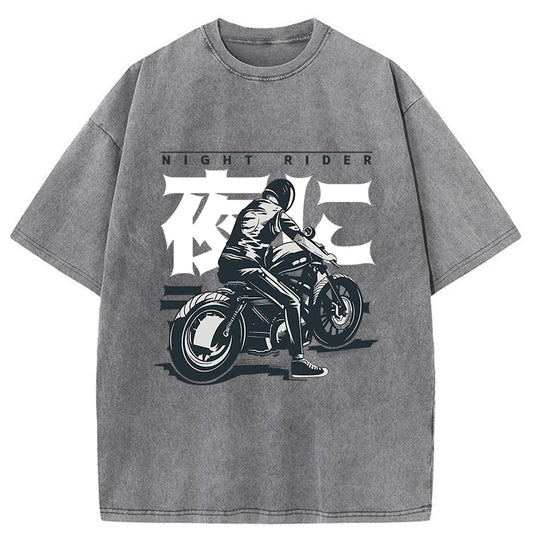 Tokyo-Tiger Motorcyclist Japanese Washed T-Shirt