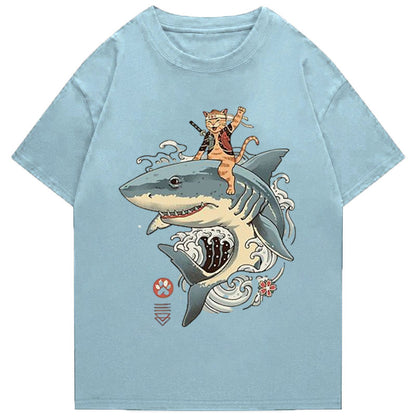 Tokyo-Tiger Neko Samurai Shark Classic T-Shirt