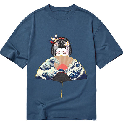 Tokyo-Tiger Geisha Fan Wave Retro Japanese Classic T-Shirt