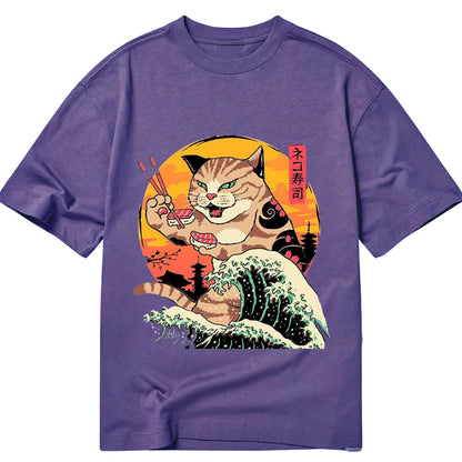 Tokyo-Tiger CatZilla Eating Sushi Japanese Wave Classic T-Shirt