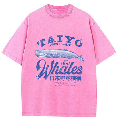 Tokyo-Tiger Japan Taiyo Whales Washed T-Shirt