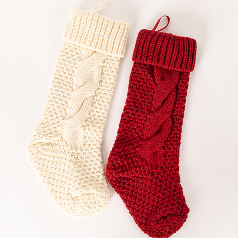 Tokyo-Tiger Knitted Twist White Christmas Stocking