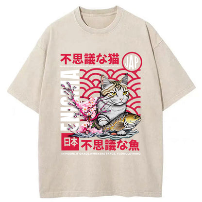 Tokyo-Tiger Magic Of Cats Sakura Washed T-Shirt