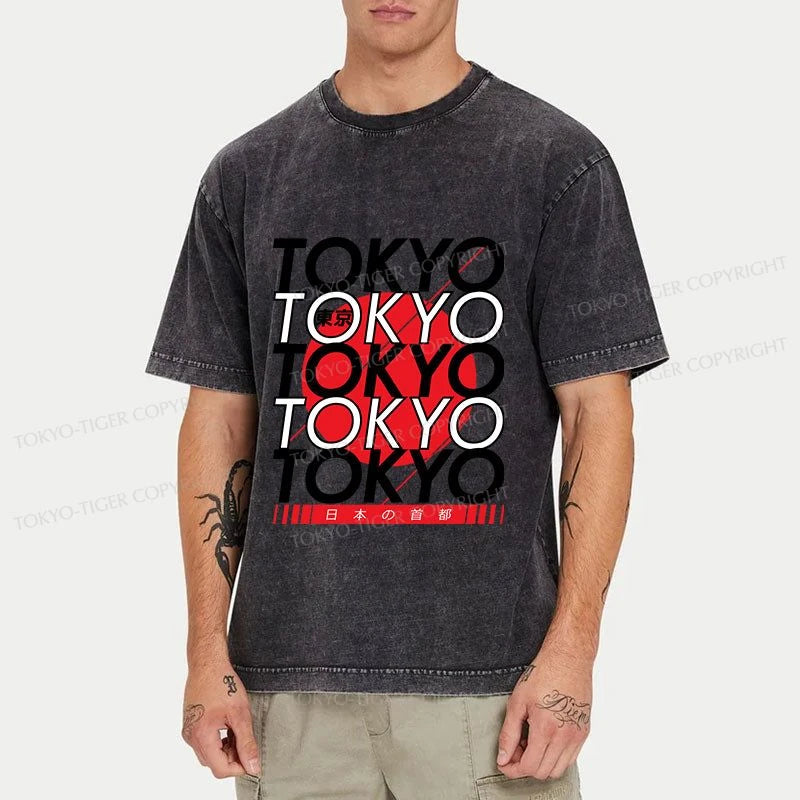 Tokyo-Tiger Capital Of Japan Tokyo Washed T-Shirt