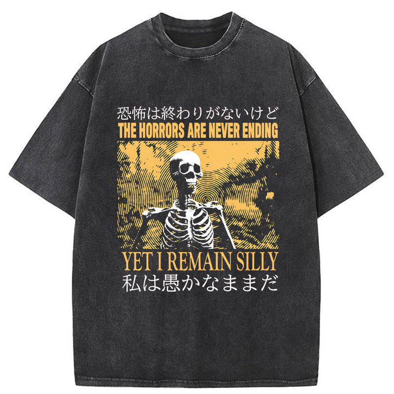 Tokyo-Tiger The horrors are never ending Skull Washed T-Shirt